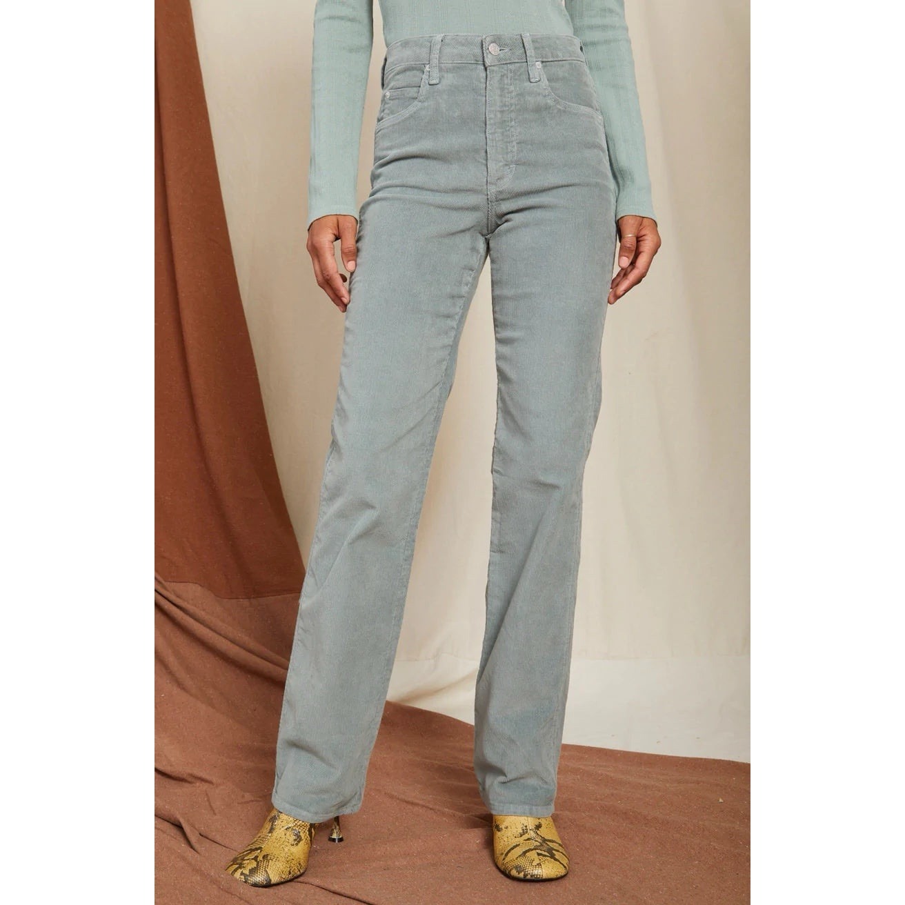 Nwt Amo Willa Slim Flare Corduroy Sz 27 Anthropologie High Waist Msrp $253